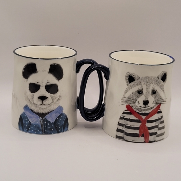 Signature Hipster Animal Mug Set of 2 Panda Raccoon - Picture 4 of 7